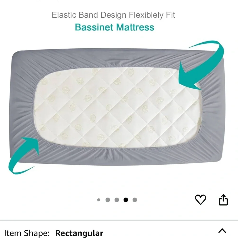 NEW Set of 2  Quilted Bassinet Mattress Covers Waterproof